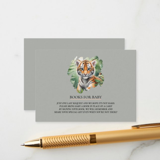 Magazine Style Wild Safari cute Tiger baby shower  Enclosure Card (Front/Back In Situ)