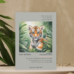 Magazine Style Wild Safari cute Tiger baby shower  Invitation