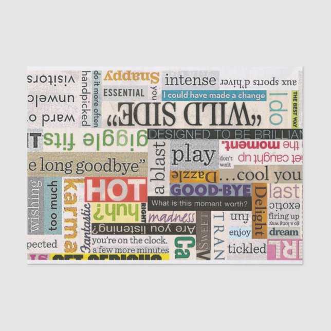 Magazine Typography Collage Tissue Paper (Front)