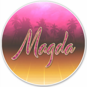 Magda First Name Golden pink Sticker