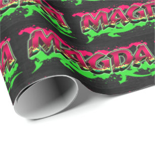 Magda First Name Name Graffiti red green Wrapping Paper