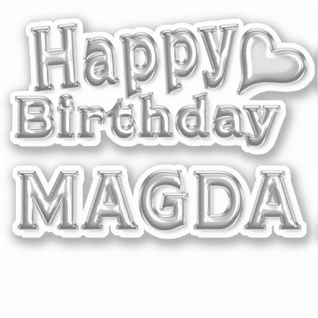 Magda Happy Birthday silver Sticker (Front)