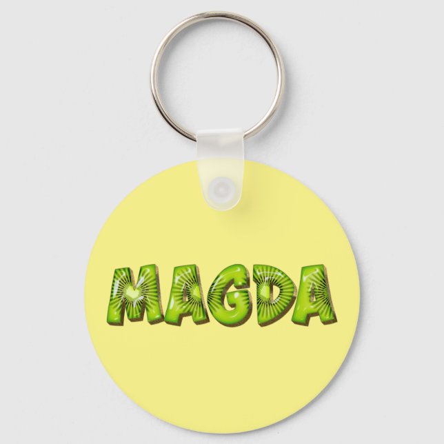 Magda Name Kiwi Design Keychain (Front)
