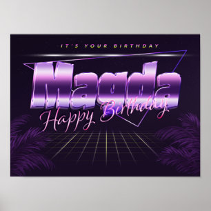 Magda Name Vorname lila retro Poster Geburtstag