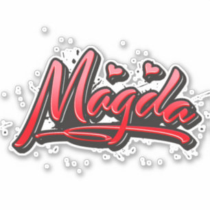 Magda red Heart Graffiti Sticker