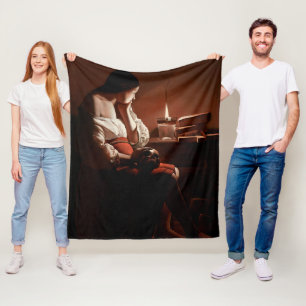 Magdalene with the Smoking Flame, La Tour Fleece Blanket