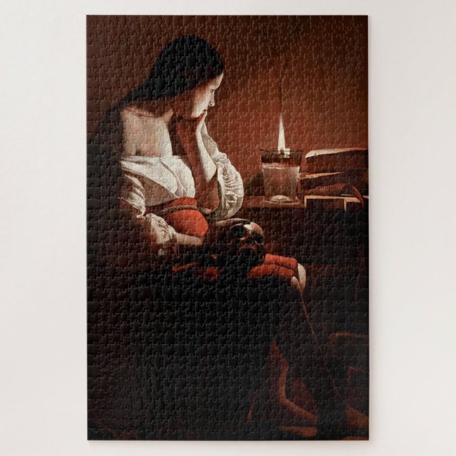 Magdalene with the Smoking Flame, La Tour Jigsaw Puzzle (Vertical)