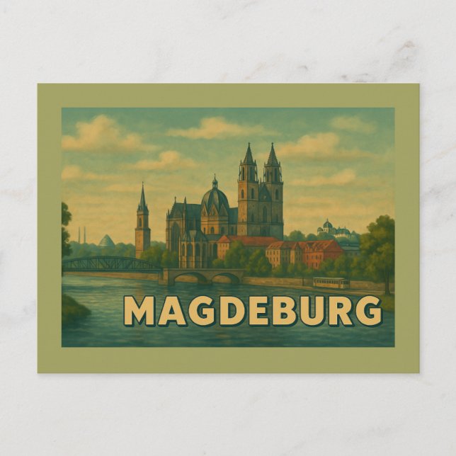 Magdeburg Germany City Art Postcard (Front)