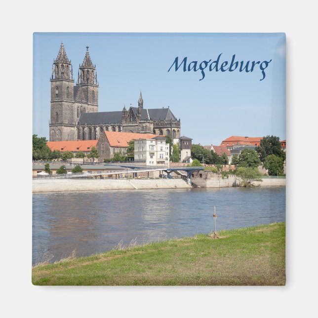Magdeburg view photo magnet (Front)