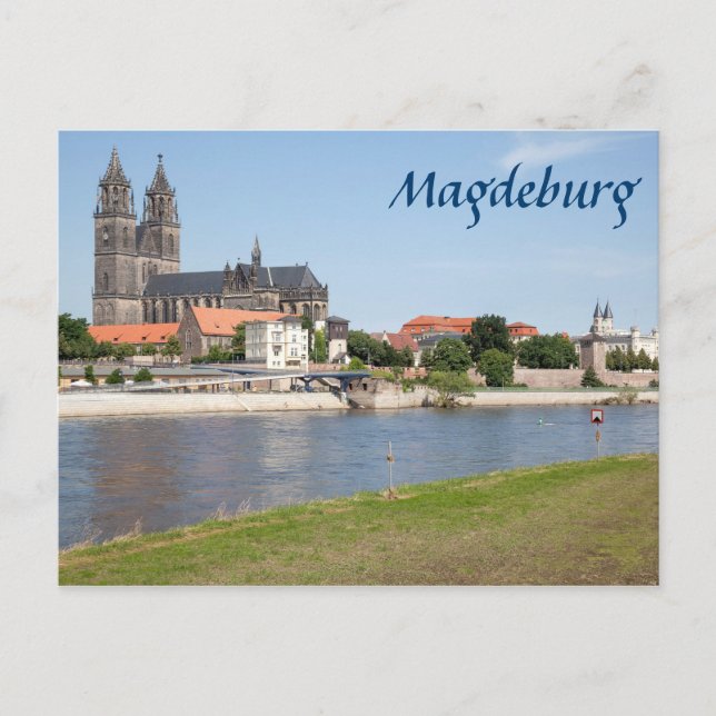 Magdeburg view photo postcard (Front)
