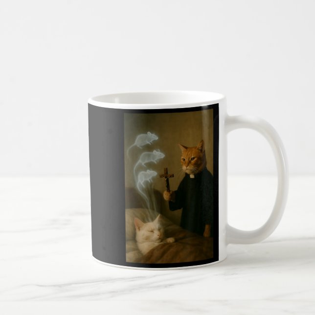 Mage Cat Meme Cat Exorcism Mouse Funny Fantasy Hum Coffee Mug (Right)