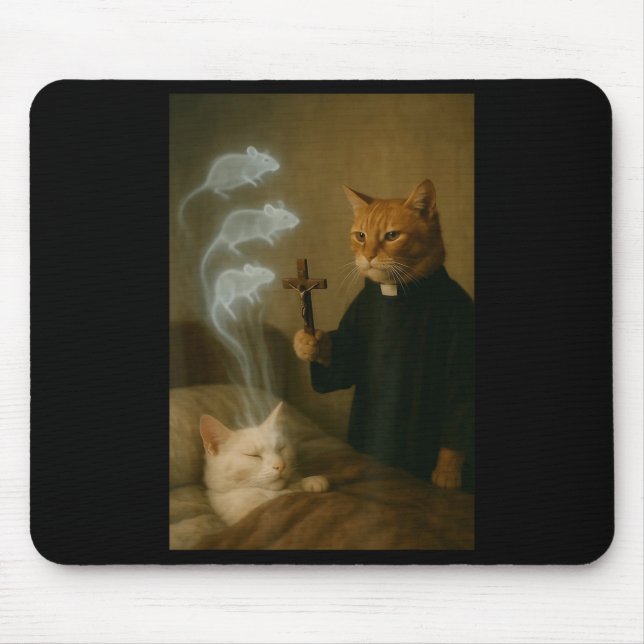 Mage Cat Meme Cat Exorcism Mouse Funny Fantasy Hum Mat (Front)