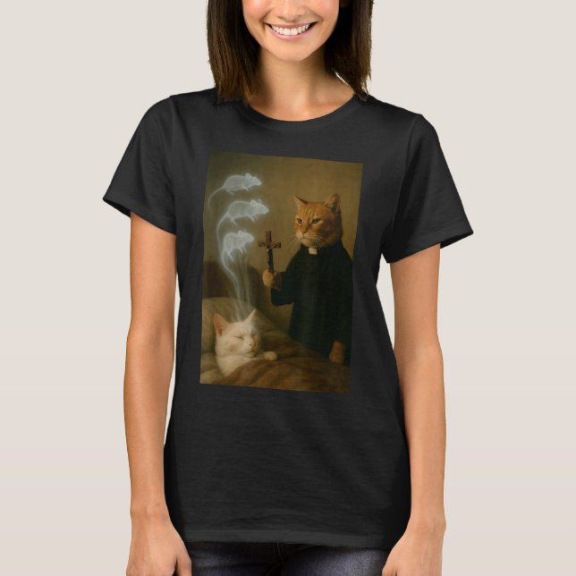Mage Cat Meme Cat Exorcism Mouse Funny Fantasy Hum T-Shirt (Front)