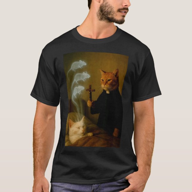 Mage Cat Meme Cat Exorcism Mouse Funny Fantasy Hum T-Shirt (Front)