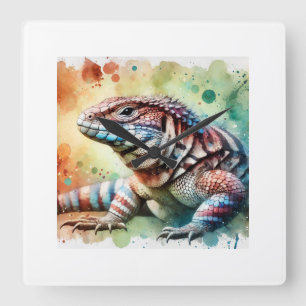 Magellanic lizard 070824AREF122 - Watercolor Square Wall Clock