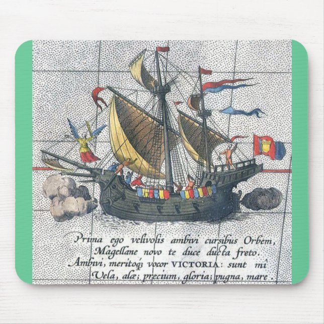 Magellan's ship a depiction from 1590 mouse mat (Front)