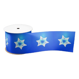 Magen Lavan (White Star) Satin Ribbon