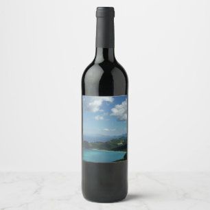 Magens Bay, St. Thomas Beautiful Island Scene Wine Label