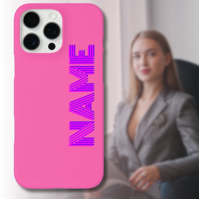 Magenta 3D Indigo Modern Name | Funny Hot Pink Case-Mate iPhone Case (Creator Uploaded)