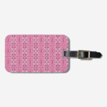 Magenta Abstract Block Print Luggage Tag