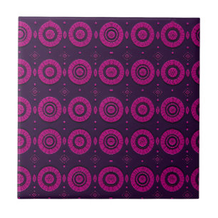 Magenta African Geometric Circle Pattern Decorativ Tile
