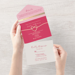 Magenta All-in-One Wedding Invite + Photo