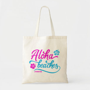 Magenta Aloha Beaches Summer Pun Personalised Tote Bag