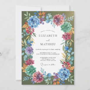 Magenta Amber Wildflower Wedding Invitation