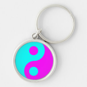 Magenta and Aqua Yin Yang Key Ring