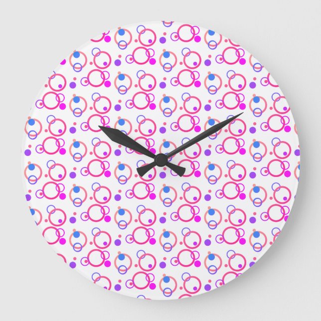 Magenta and Blue Colourful Circles Large Clock (Front)