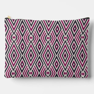 Magenta and Blue Geometric Pattern Accessory Pouch