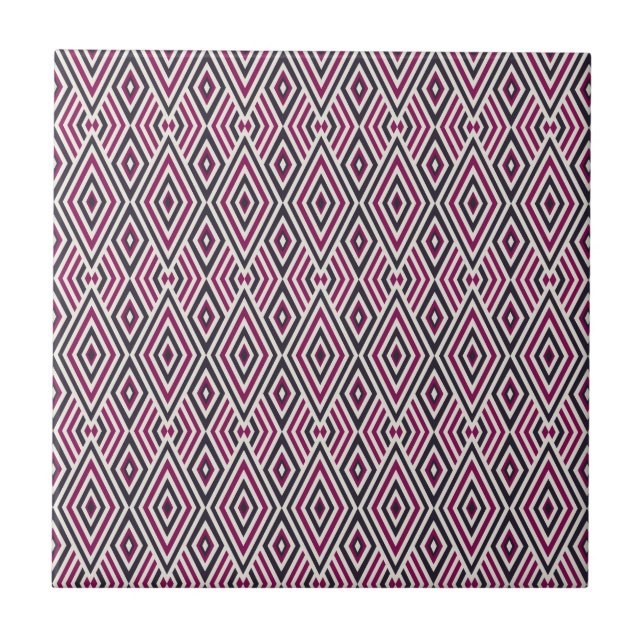 Magenta and Blue Pattern  Tile (Front)
