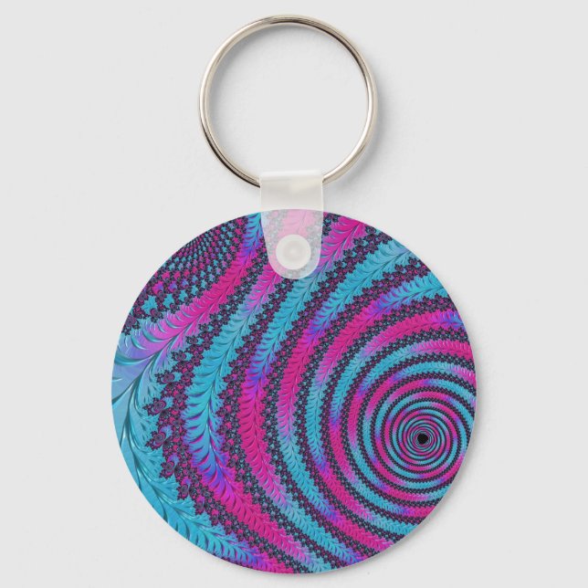 Magenta and Cyan Spiral Key Ring (Front)