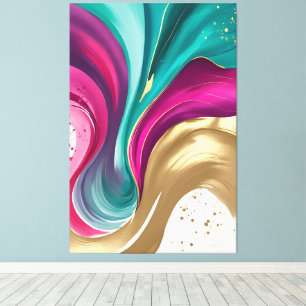 Magenta, and Gold Abstract Watercolor Art Canvas Print