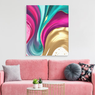 Magenta, and Gold Abstract Watercolor Art Canvas Print