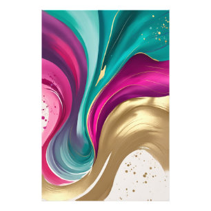 Magenta, and Gold Abstract Watercolor Art  Photo Print