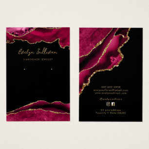 Magenta and gold agate jewellery display card