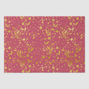  Magenta and Gold Leaves   Tissue Paper
