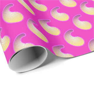Magenta and gold paisley pattern wrapping paper