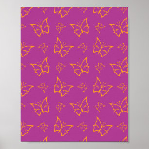 Magenta and Goldenrod Butterfly Nature Print
