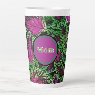 MAGENTA AND GREEN COLEUS "MOM" LATTE MUG