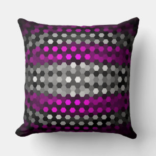 Magenta and Grey Hexagons Pattern Cushion