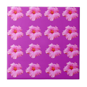 Magenta And Pink Hibiscus Kisses, Tile