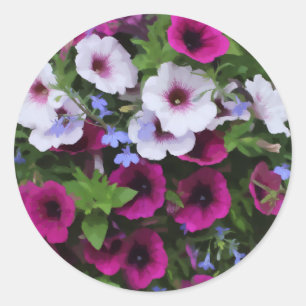 Magenta and Pink Petunia flower Digital Painting Classic Round Sticker
