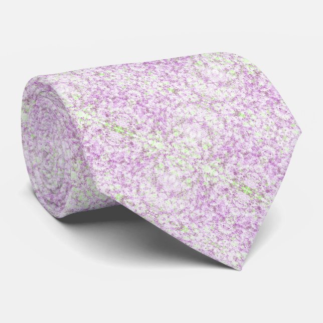 Magenta And Pistachio Green Splatter Abstract Art Tie (Rolled)