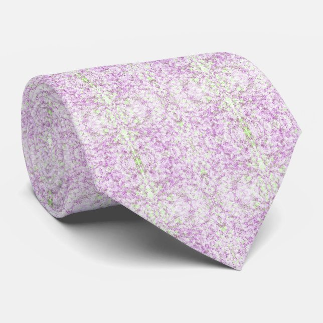 Magenta And Pistachio Green Splatter Abstract Art Tie (Rolled)