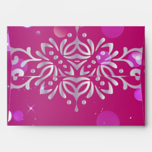 Magenta and Silver Elegant Shimmery Quinceañera Envelope
