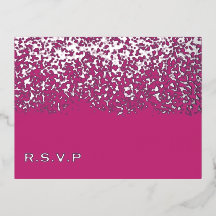 Magenta and Silver Foil Wedding RSVP Card