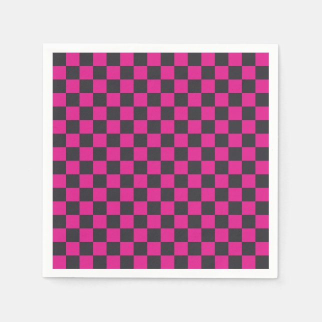 Magenta and smoke checkerboard pattern napkin (Front)