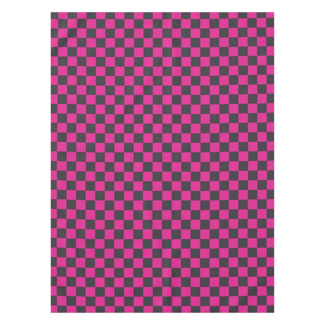 Magenta and smoke checkerboard pattern tablecloth (Front)